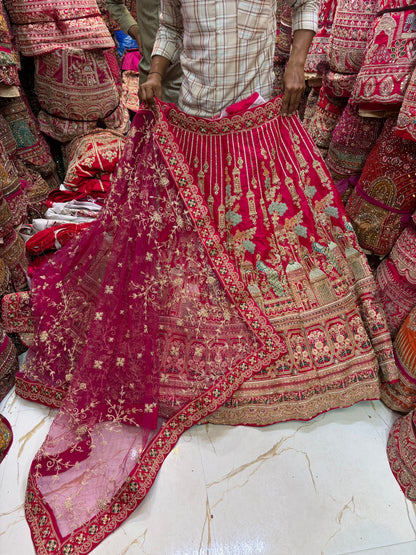 Rani Pink peacock bridal Lehenga