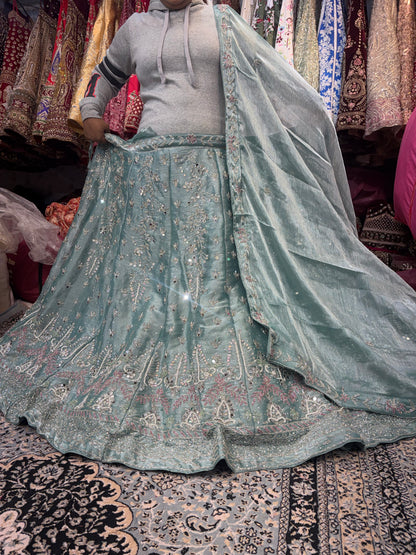Glamorous Blue Mirror work Lehenga