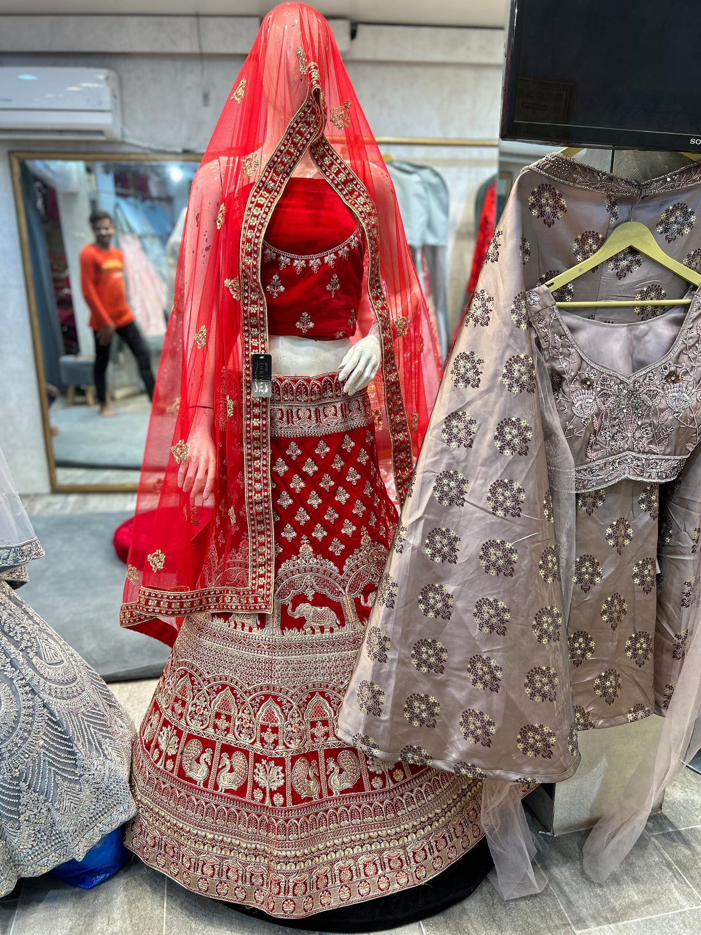 Elegant grey pink Lehenga crop top