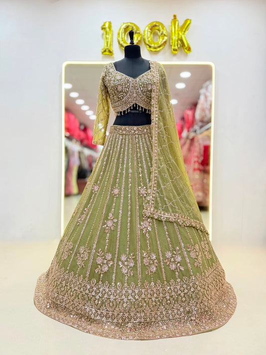 Pista Green Pdp Crop Top Lehenga