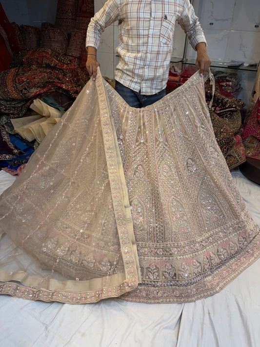 Beige Golden Lehenga