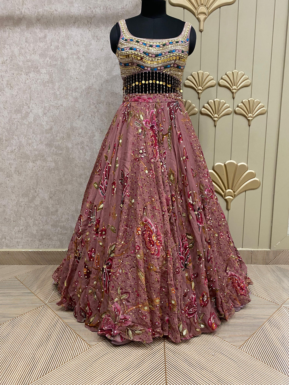 Pink PDP crop top lehenga