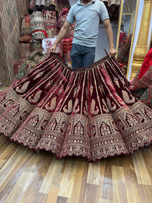 Peacock Maroon Ball Bridal Lehenga