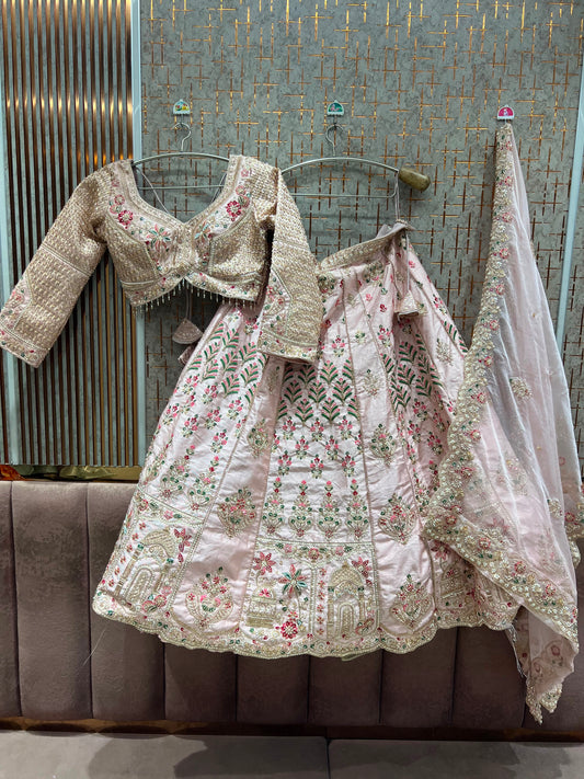 Baby pink Crop Top Lehenga