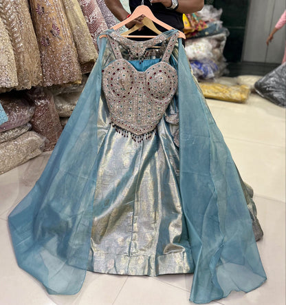 Golden Crop top Lehenga
