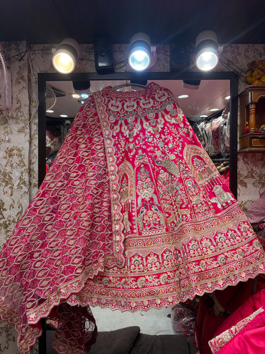 Rani pink peacock Bridal Lehenga