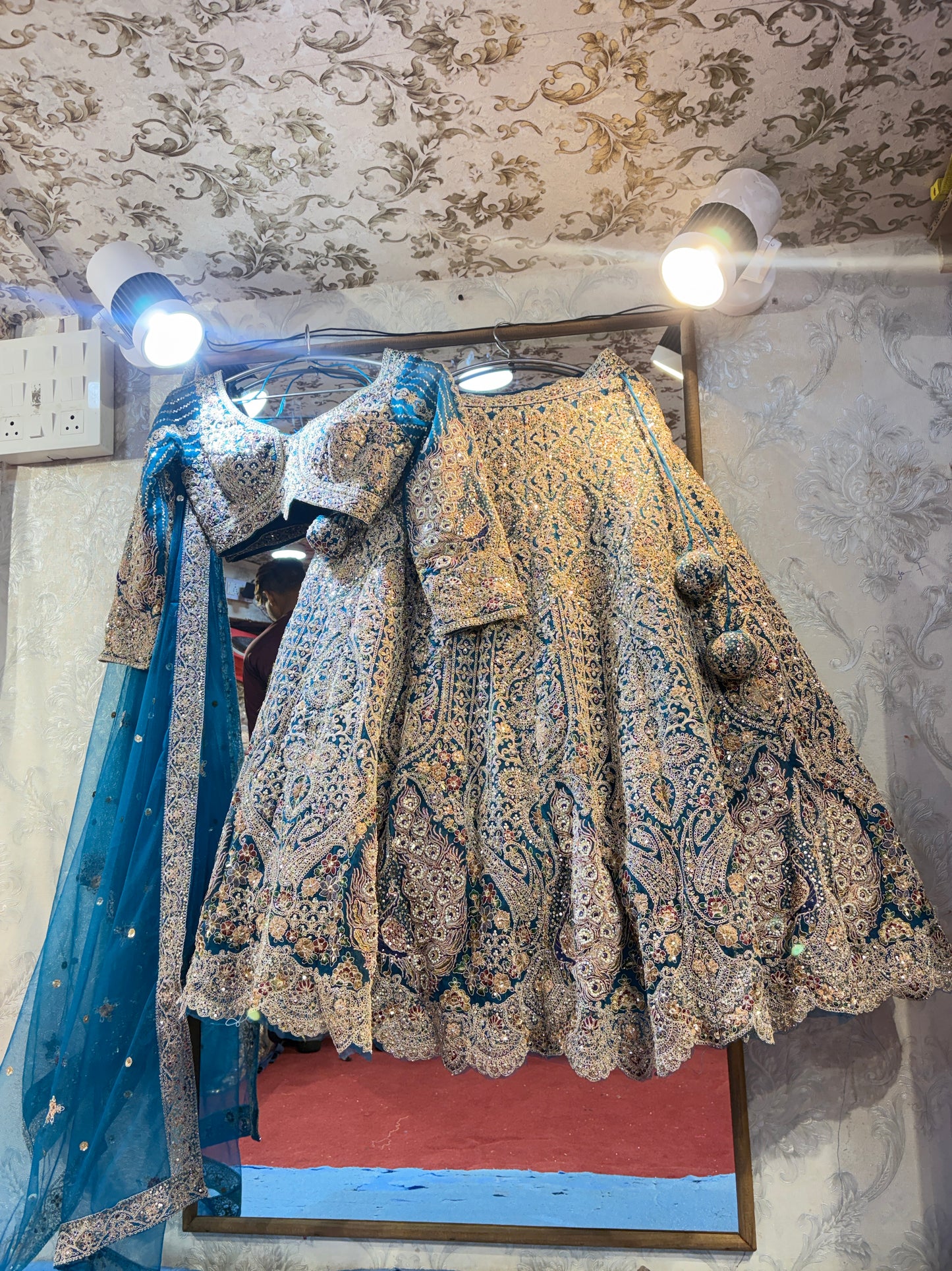 Something different Sky blue crop top Lehenga