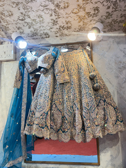 Something different Sky blue crop top Lehenga