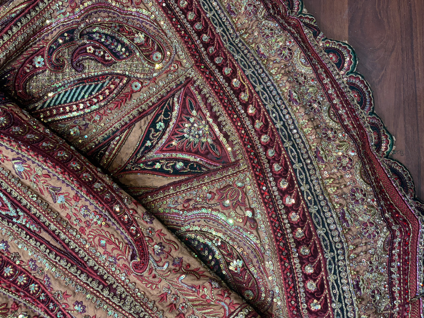 Designer maroon double duptta multi Kali Bridal Lehenga