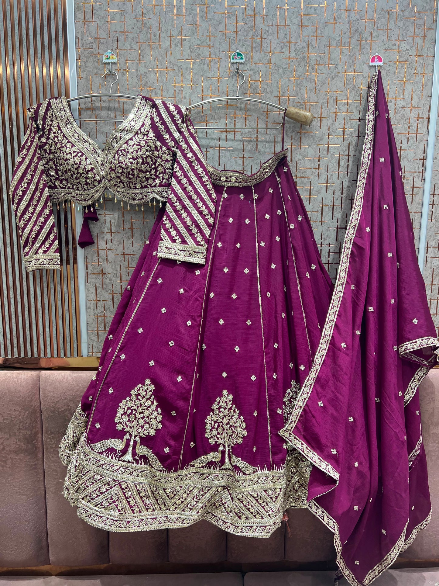 Maroon On Maroon Crop Top Lehenga