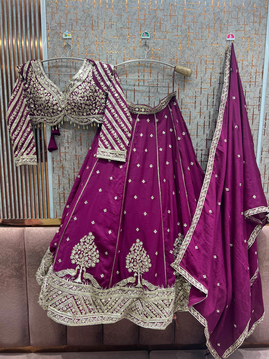 Maroon On Maroon Crop Top Lehenga