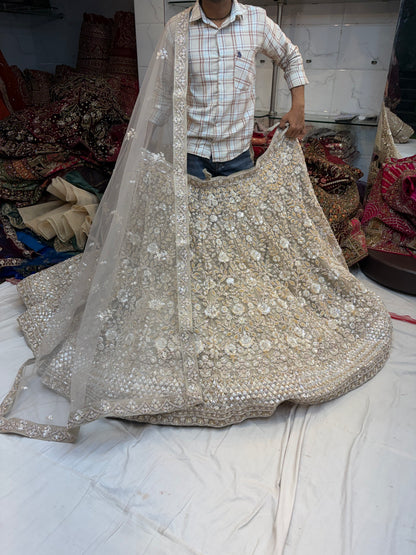 Beige Golden designer Lehenga