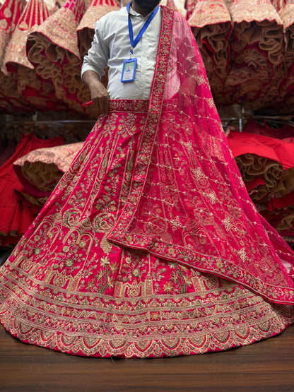 Something different Rani pink peacock bridal Lehenga