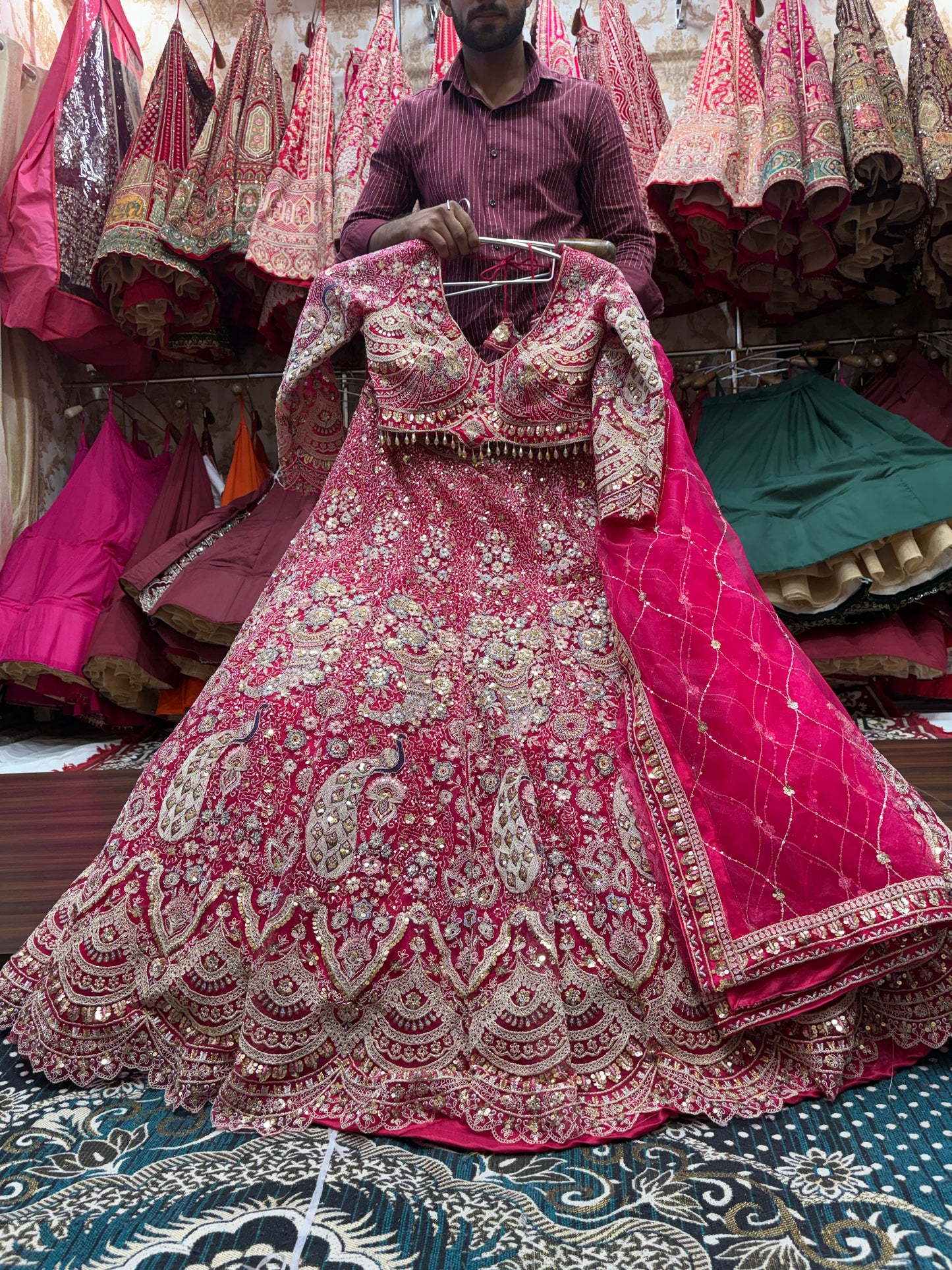 Something different Light pink peacock crop top Lehenga Happy Customer