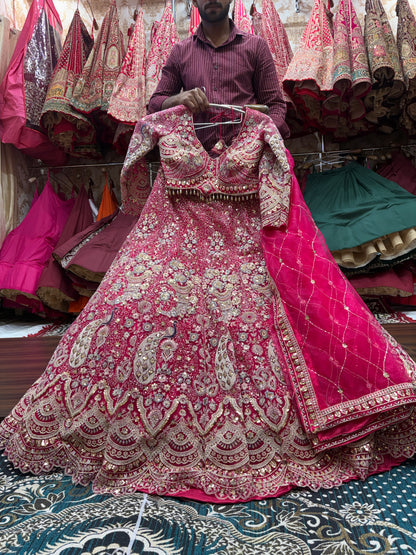 Something different Light pink peacock crop top Lehenga Happy Customer