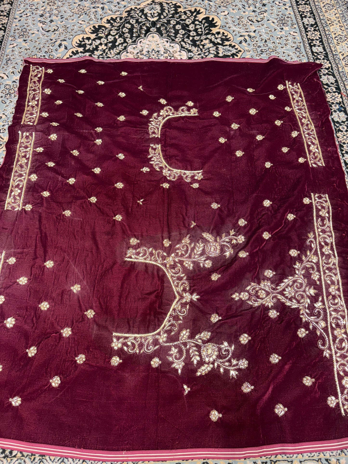 Lovely maroon bridal Lehenga handwork zardozi dabka