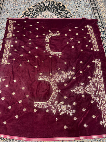 Lovely maroon bridal Lehenga handwork zardozi dabka