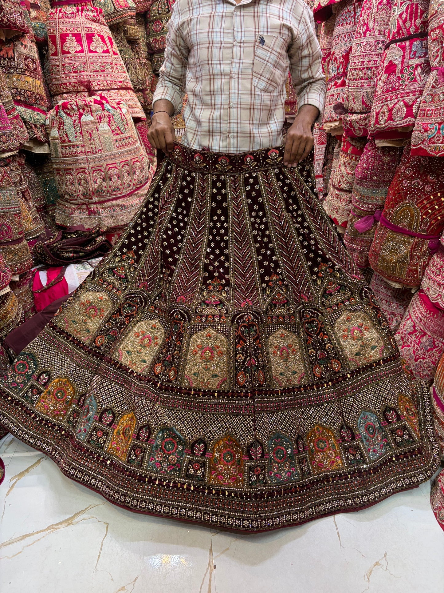 Dark Maroon bridal Lehenga