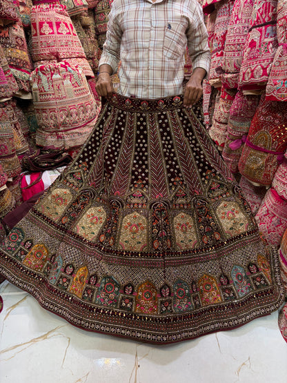 Dark Maroon bridal Lehenga