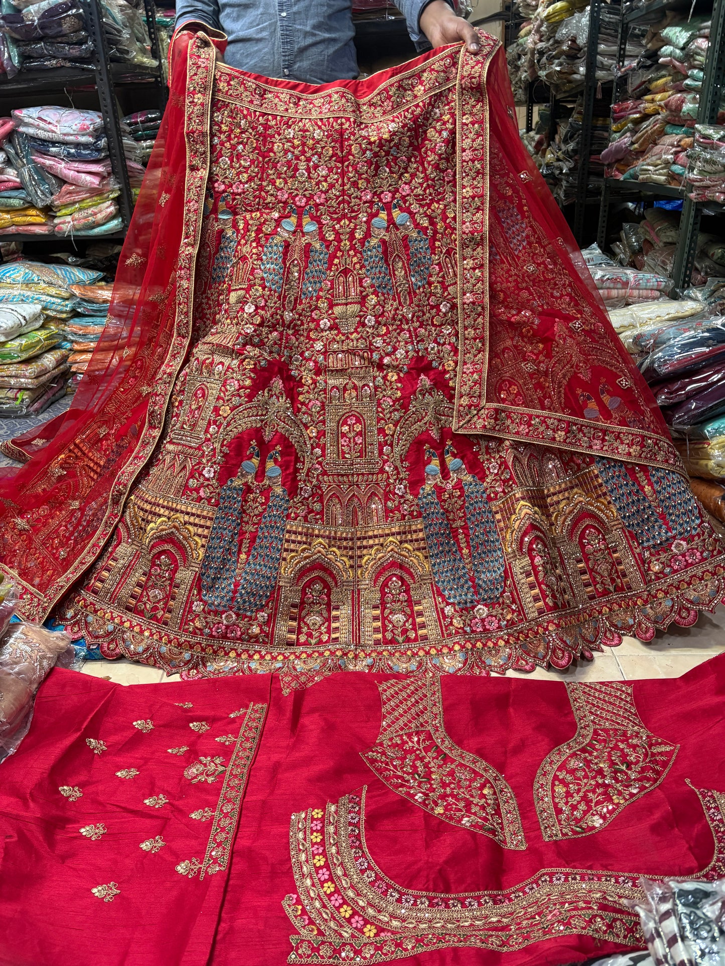 Gorgeous Rani pink peacock bridal Lehenga