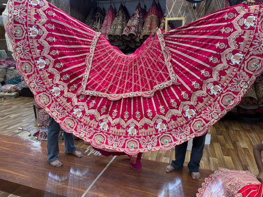 Rani Pink Designer handwork Bridal Lehenga