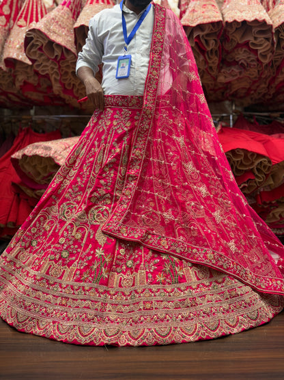 Something different Rani pink peacock bridal Lehenga