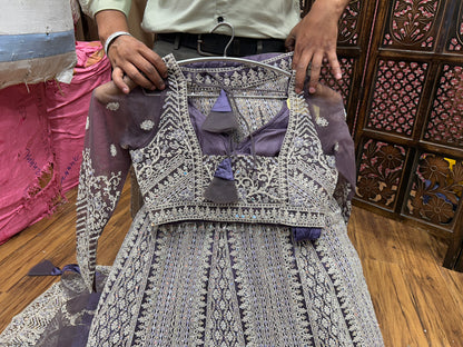 Attractive grey crop top Lehenga