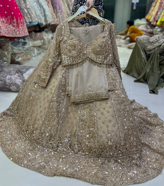 Golden crop top lehenga