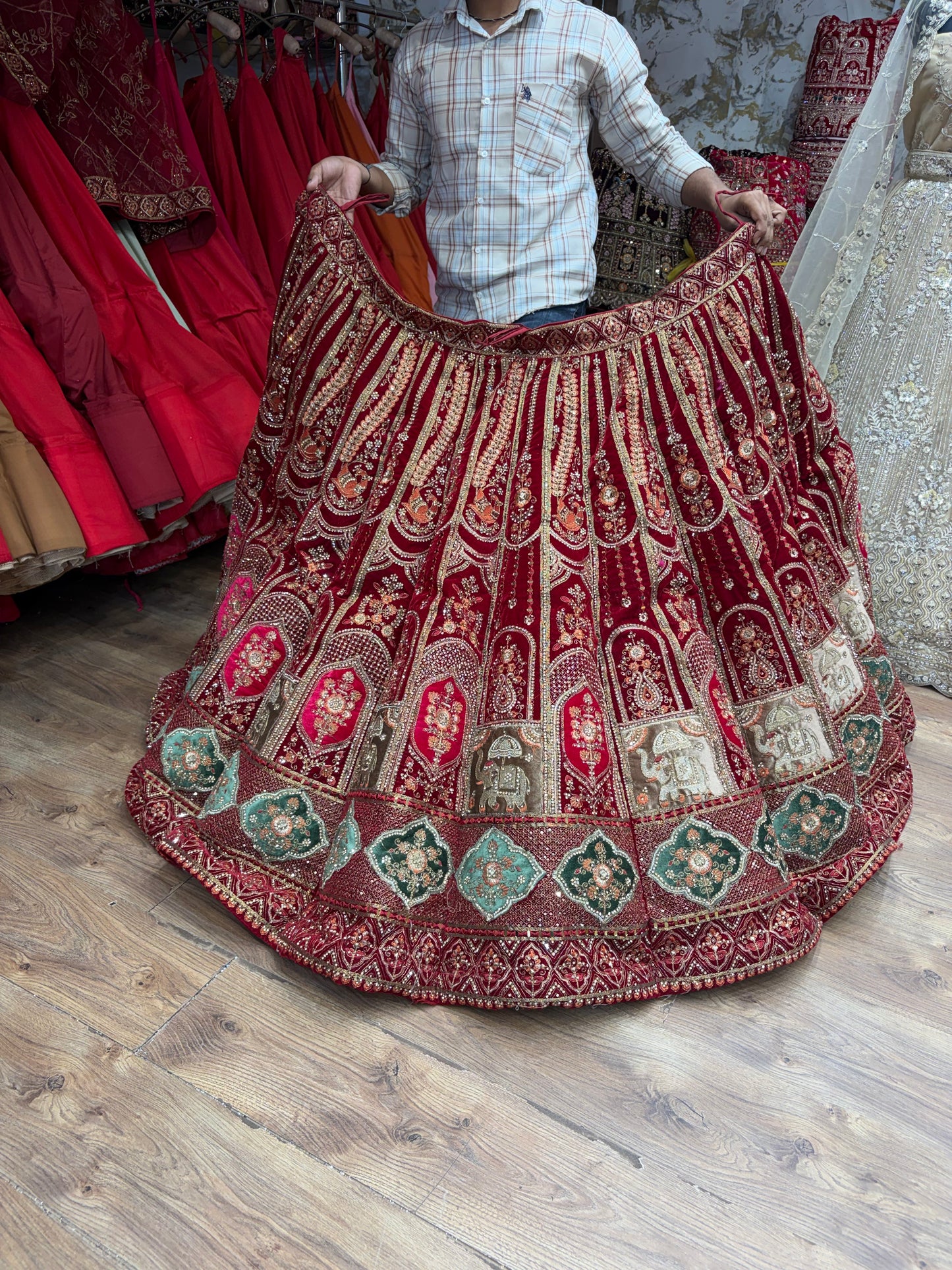 Maroon Gajraj Ball Bridal Lehenga