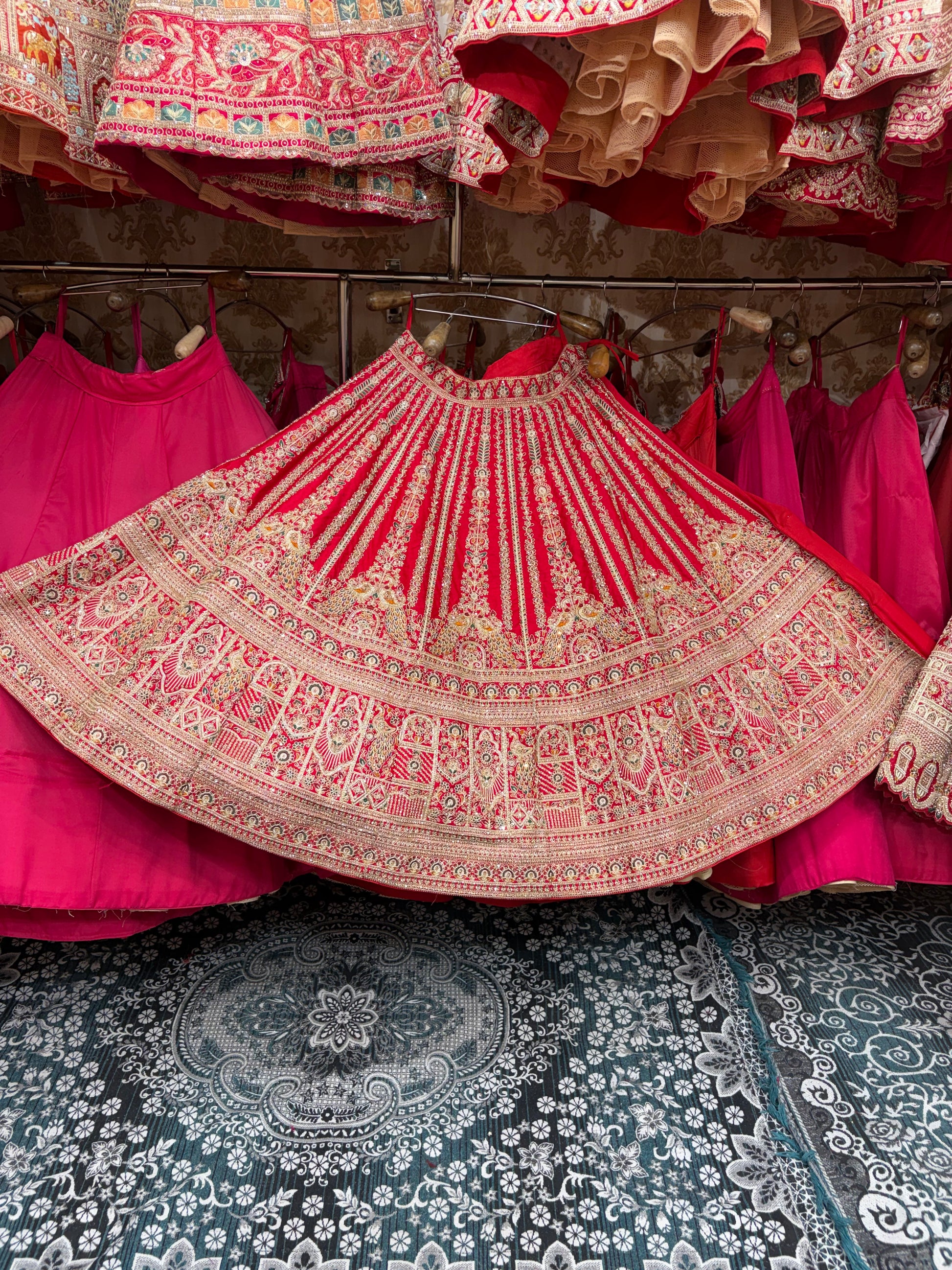 Rani Pink Peacock Bridal Lehenga - Shopping World