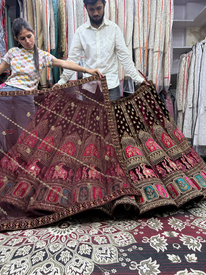 Fabulous maroon Doli barat ball bridal Lehenga