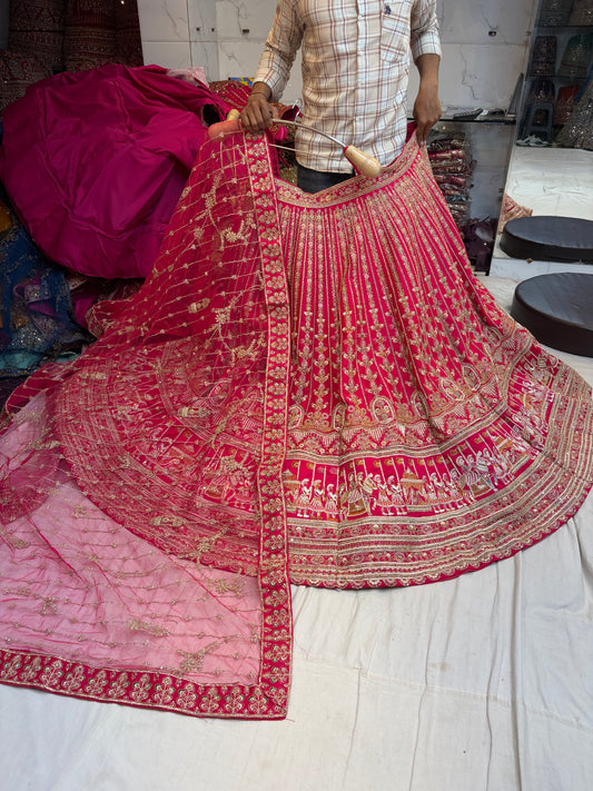 Rani pink Doli Barat Bridal Lehenga