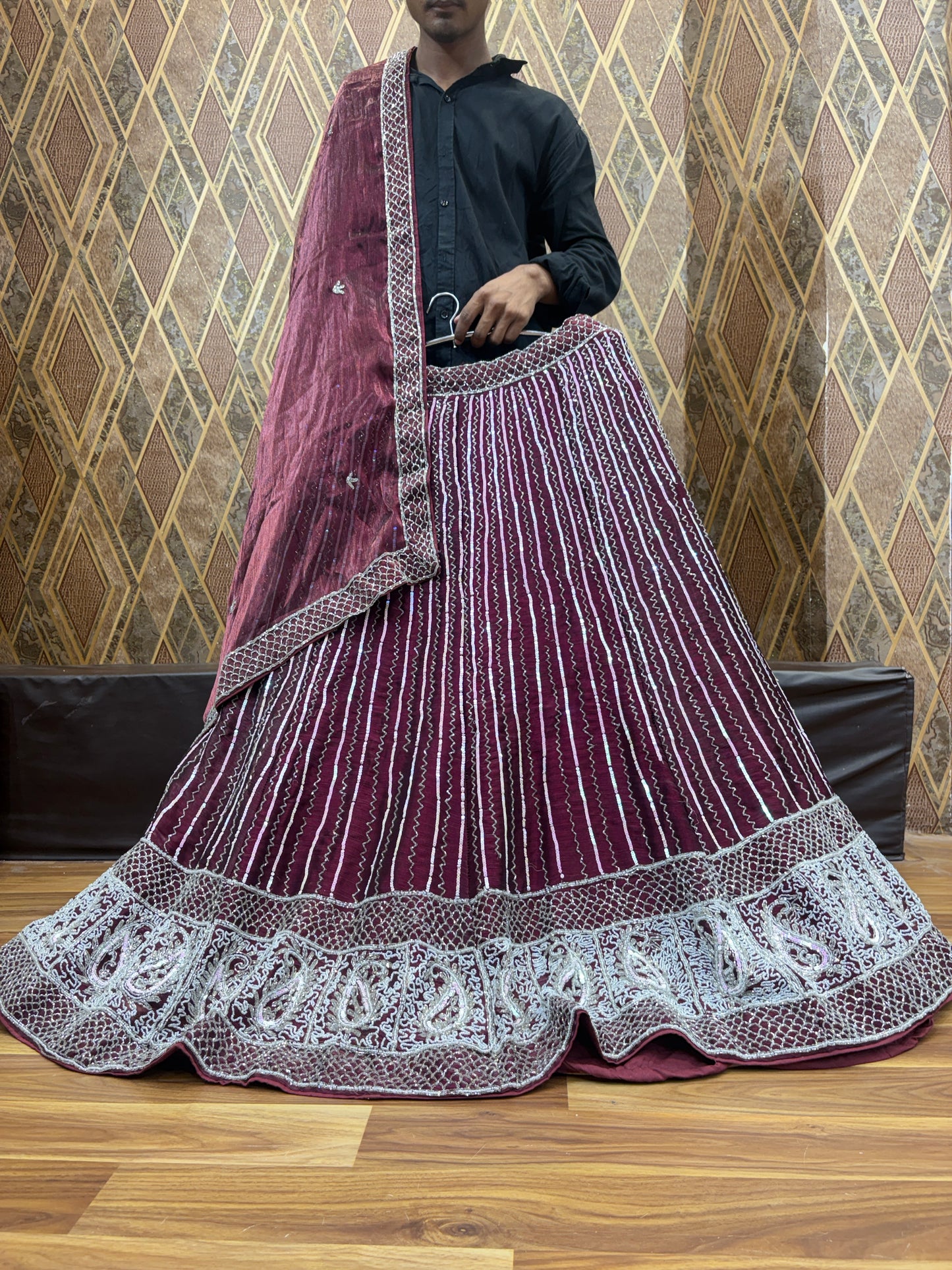 Something different wine purple violet Lehenga