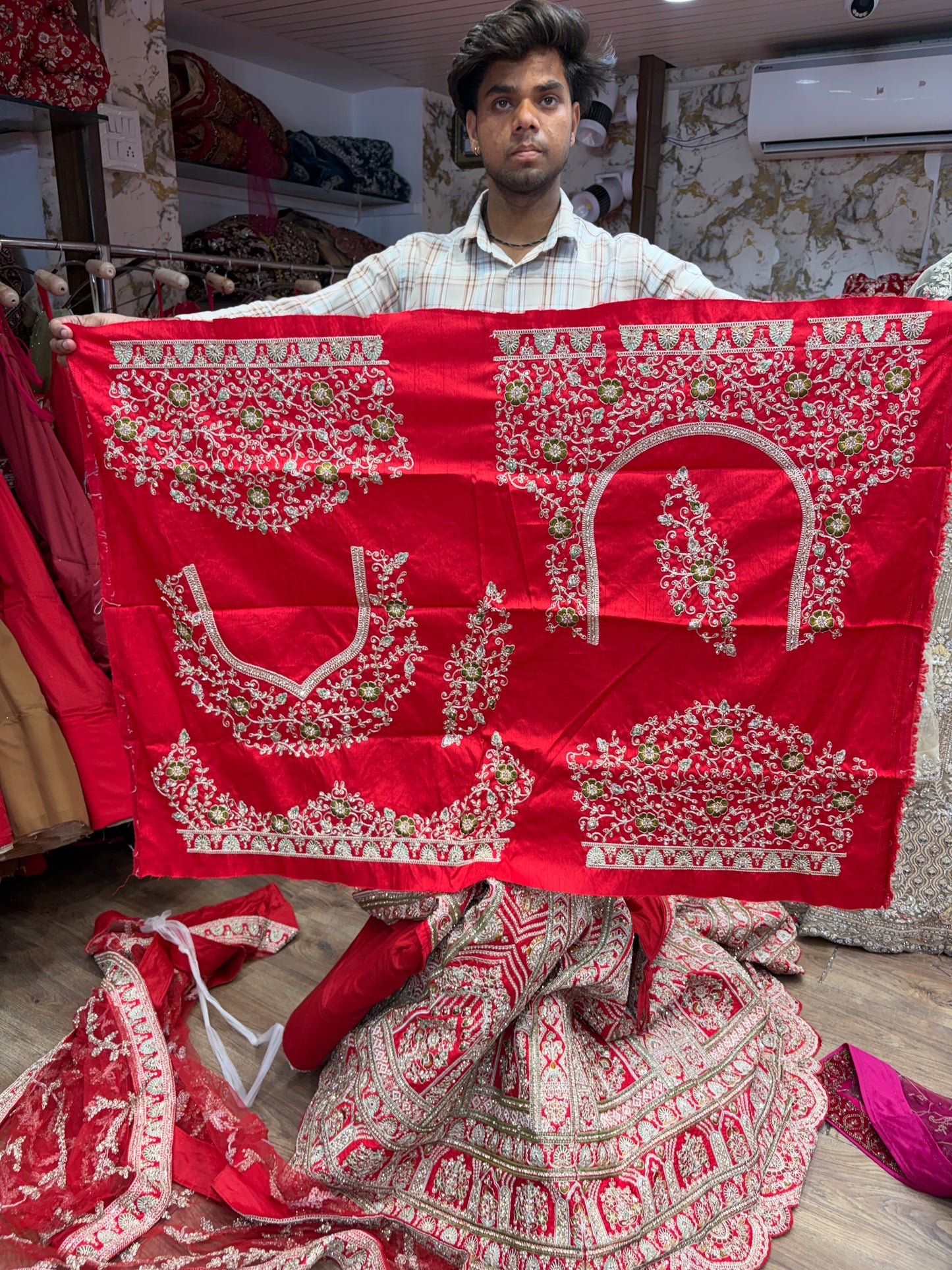 Red Pink Bridal handwork Lehenga