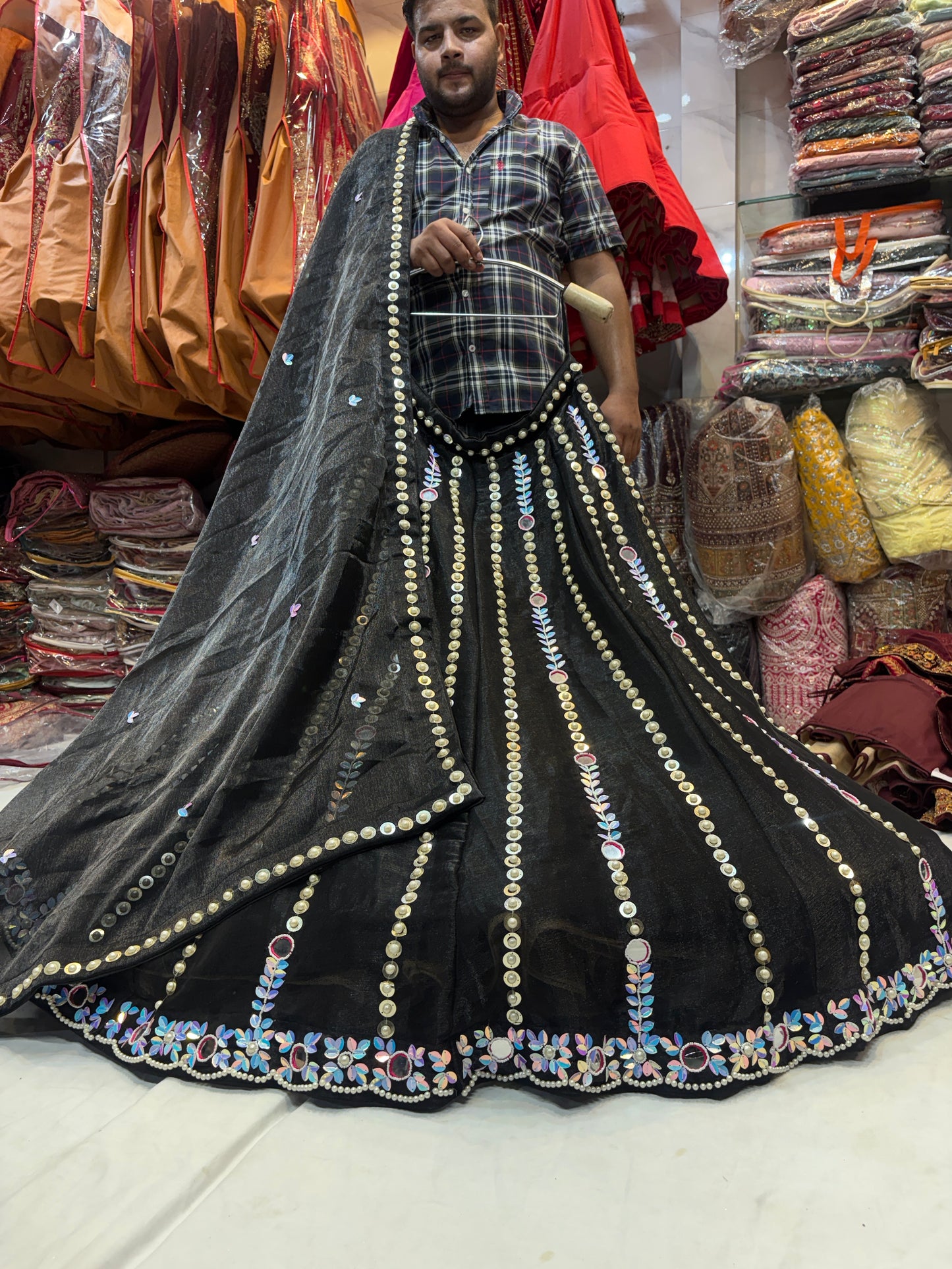 Something different black mirror work Lehenga