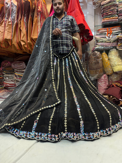 Something different black mirror work Lehenga
