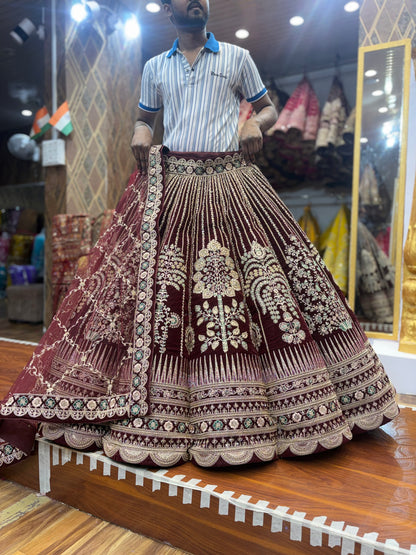 Khoobsurat Maroon Ball Bridal Lehenga