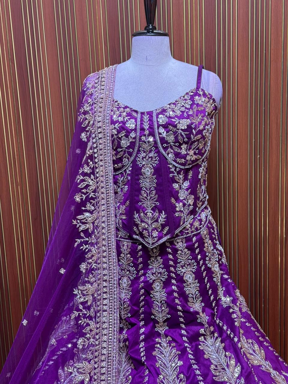 Pink purple orange blue Crop top Lehenga