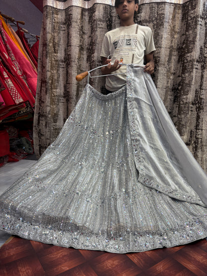 Gorgeous silver grey bridal Lehenga