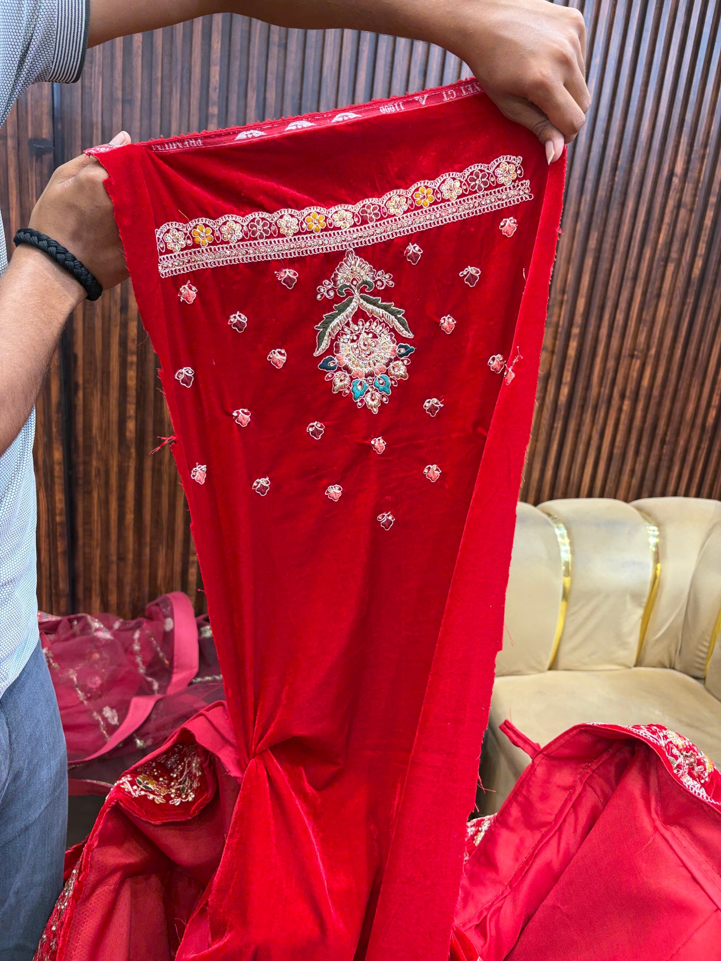 Cherry Red Peacock Ball Bridal Lehenga - Shopping World