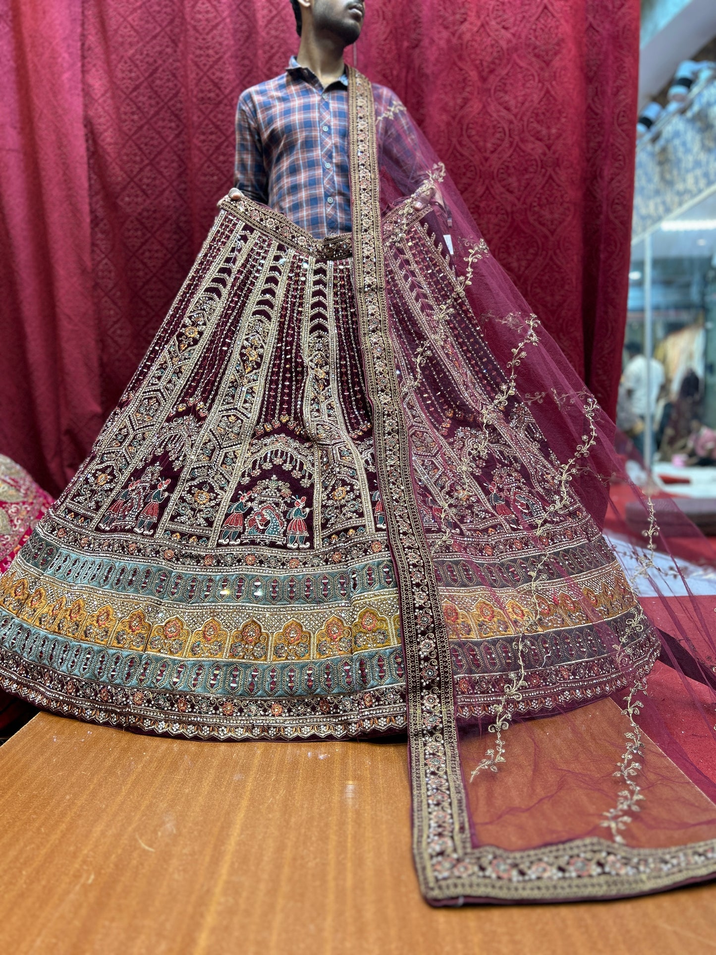 Good looking maroon doli barat bridal lehenga