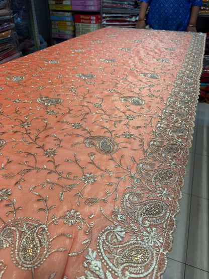 Something different peach saree