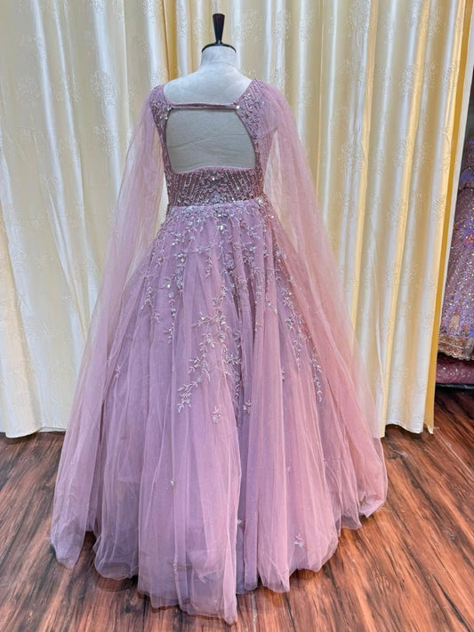 Baby pink brown mint green golden gown