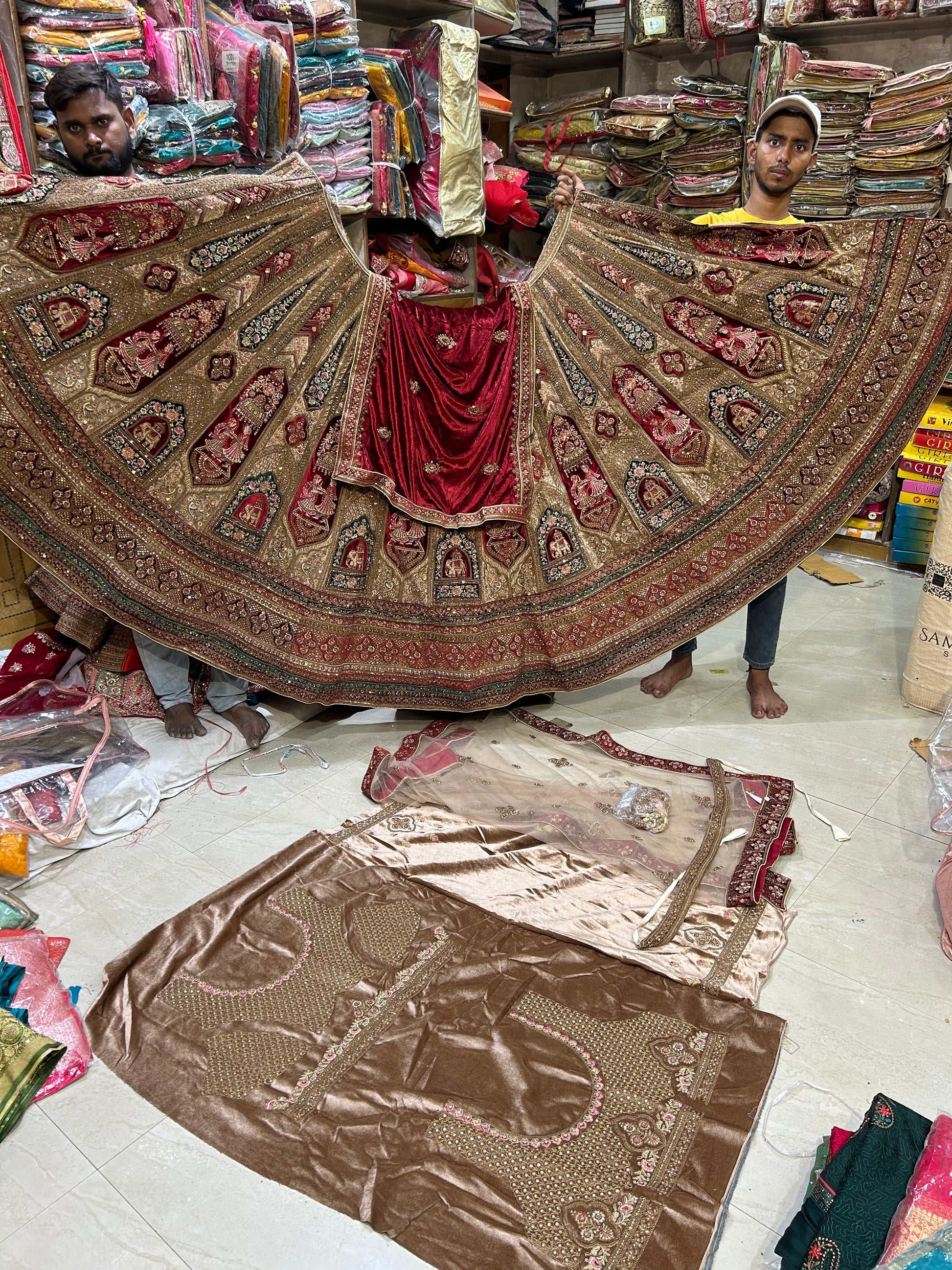 Lovely maroon Ivory royal huge flare Lehenga Double Dupatta