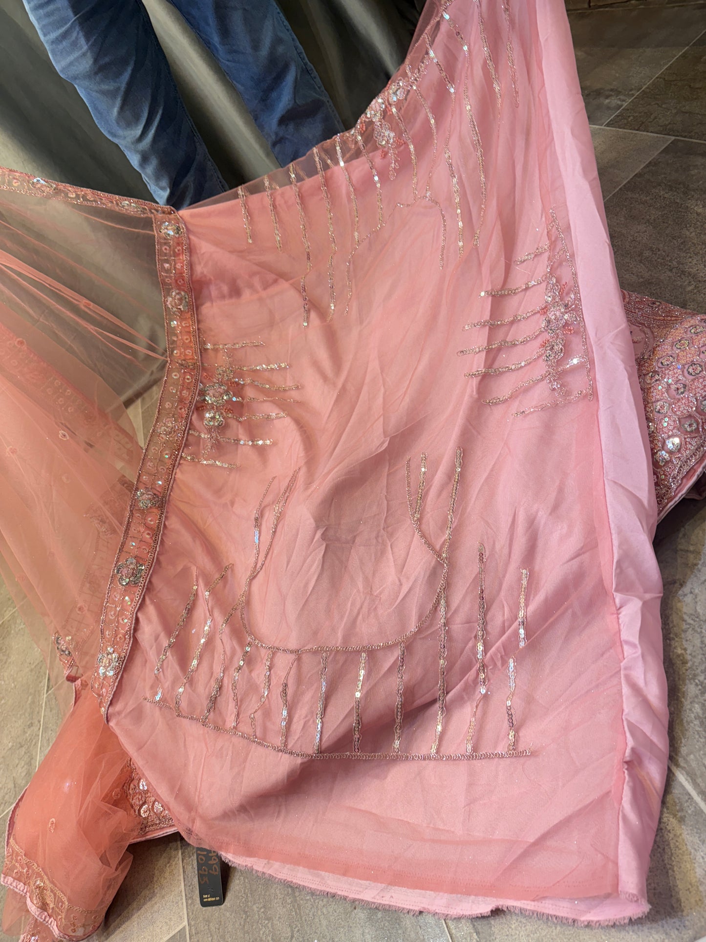 Embellished pink peach Lehenga