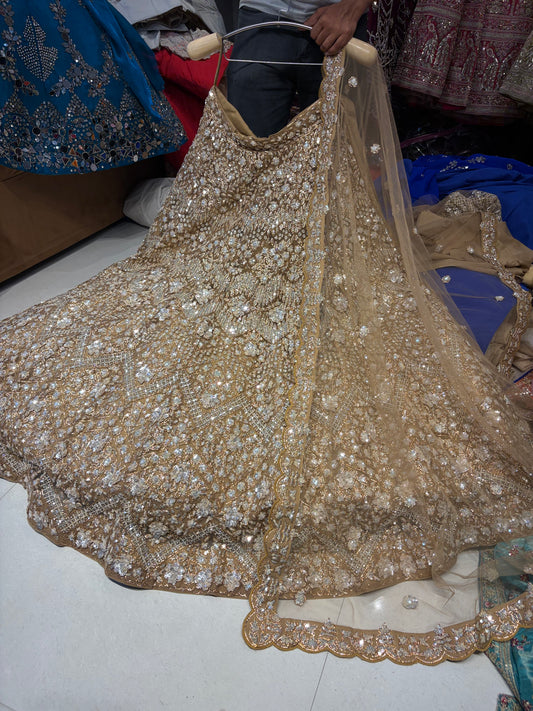 Heavy Chiku golden handwork Lehenga