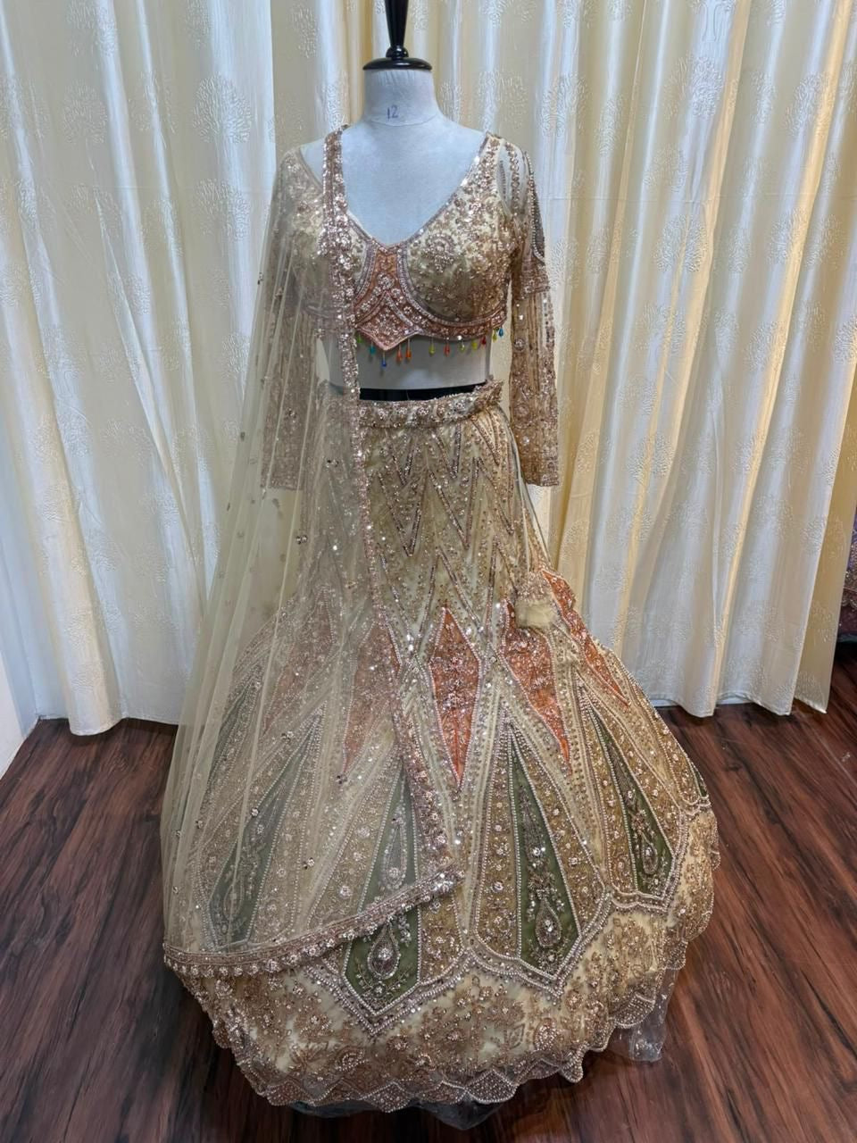 Golden crop top Lehenga