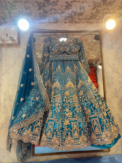 Astonishing sky blue crop top Lehenga