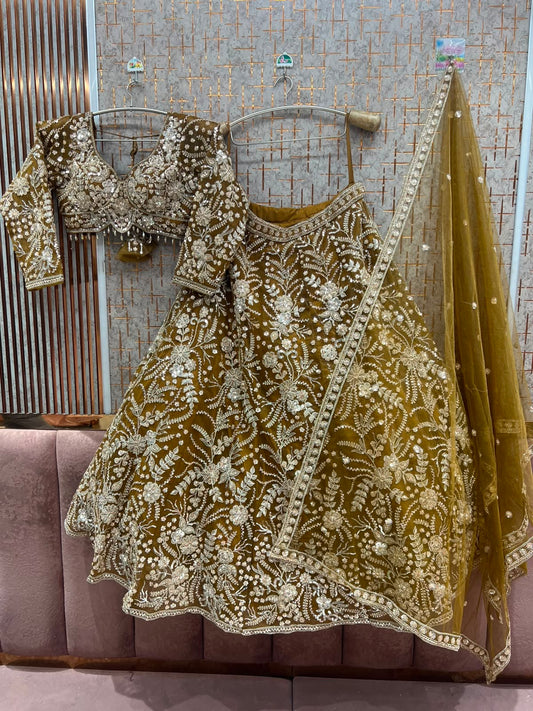 Mustard Crop Top Lehenga