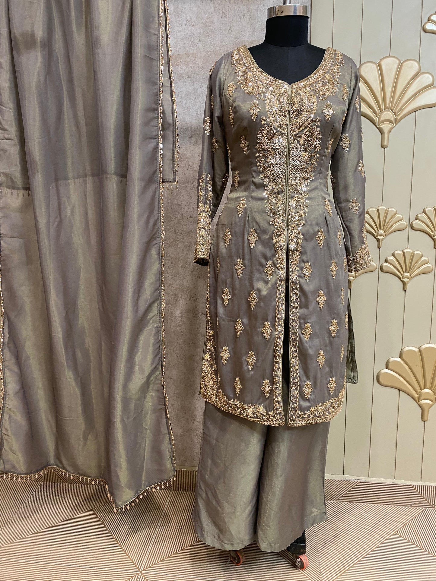 Purple Long Sharara Suit Dress Material
